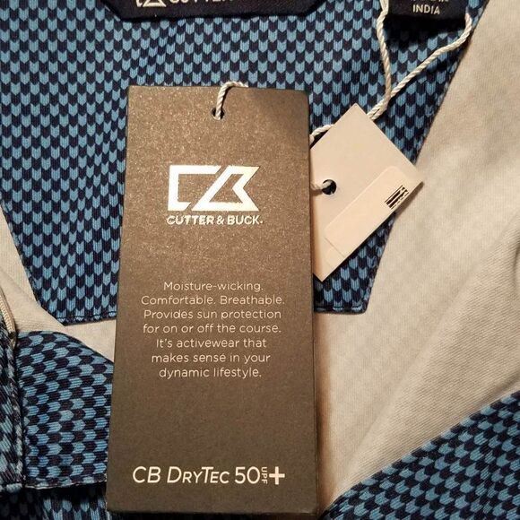 NWT Mens Cutter & buck Blue Black Golf Polo size XL - Picture 2 of 11